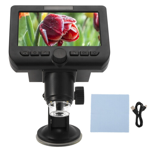 Microscope à éclairage LED pour l'inspection de bijoux, loupe numérique LCD avec vision entièrement éclairée et luminosité réglable,