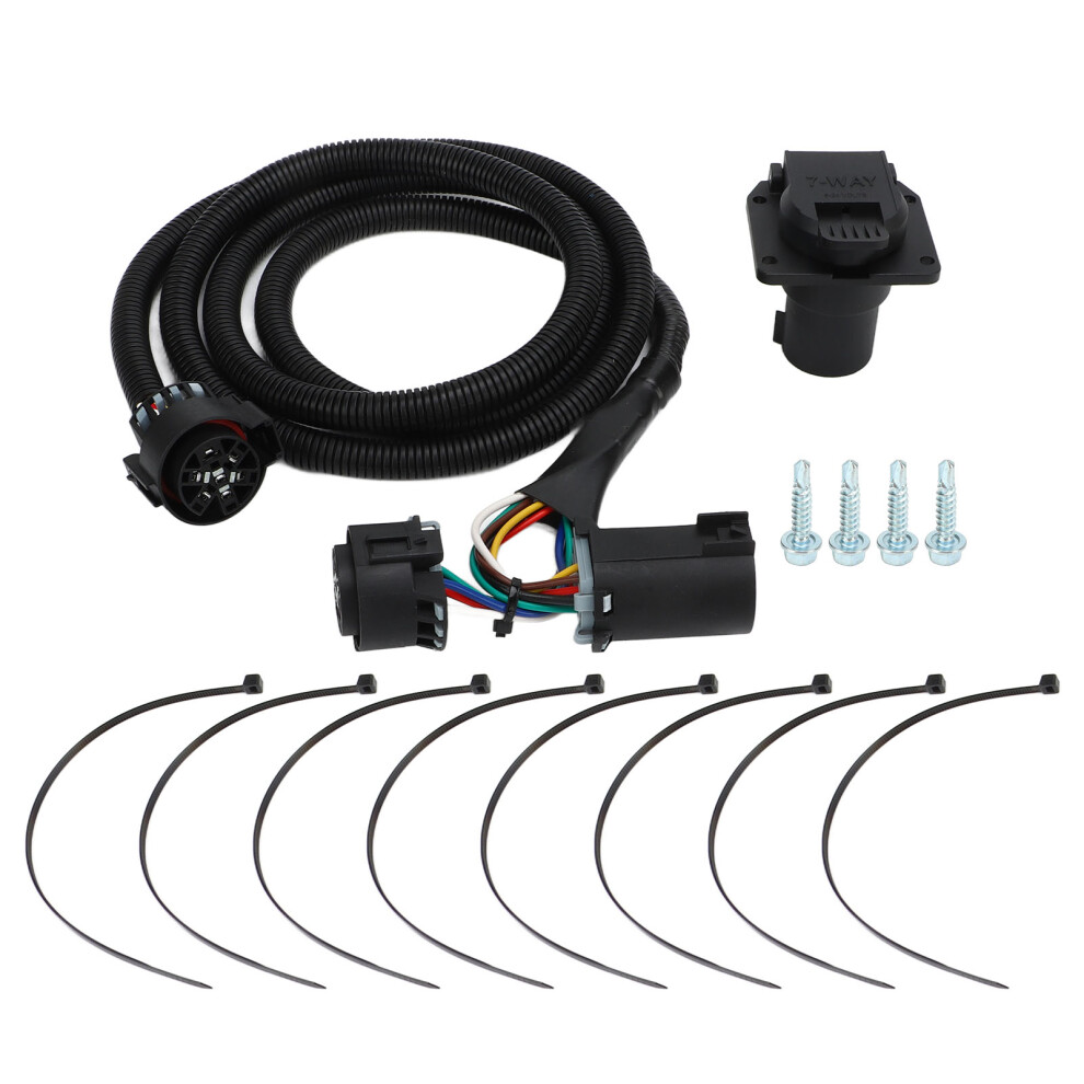 Plug And Play Trailer Wiring Harness Extension For7way Vehicle Trailers Featuring Retained Rear Socket And Easy Mounting For Fifth Wheel Gooseneck 9180479947714