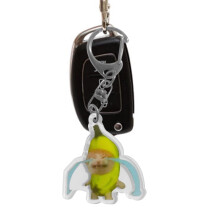 Cute Crying Banana Cat Keychain Charm with Lanyard – Funny 2D Acrylic Phone Chain for Purse, Wallet, School Bag – Compatible with All Keys