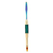 2 Way Nail Art Painting Pen Spatula Stick Tool Liner Drawing Uv Gel Brush Green