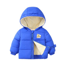 Kids Hooded Puffer Jacket with Bear Print Front Zipper Closure Lightweight Insulated Outerwear for Boys Girls Winter Style #E084 Blue 110