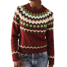 Women's Knitted Pullover Sweater Casual Loose Fit Geometric Print Round Neck Winter Fall Spring Tops Fashion Comfortable Soft Yarn