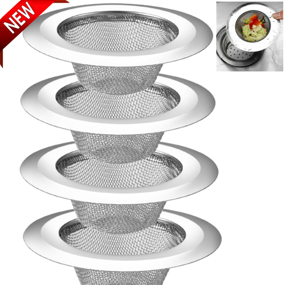 Kitchen Sink Drain Strainer, 4 Pack Stainless Steel And Mesh Sink Strainer For Kitchen With Large Wide Rim 4.45" Diameter, Sink Filter Strainer 9181073416828