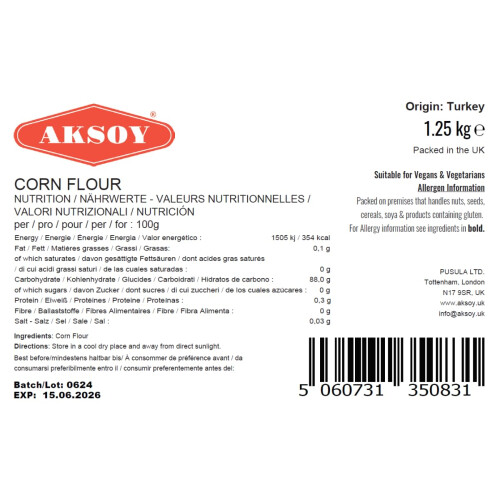 Aksoy Quality Corn Flour - Finest! 1.25KG 1