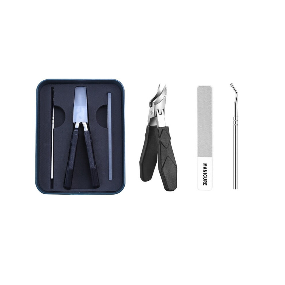 Portable Angled Nail Clipper for Thick/Ingrown Nails â Stainless, Anti-Splash, with Nail File, Cuticle Pusher & Storage Box