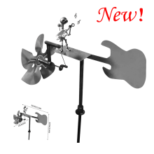 Handmade Metal Guitarist Wind Sculpture & Spinner – Silver, Funny Garden Decor, Compatible with Outdoor Use