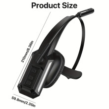 Wireless Headset V5.1, 55H Talk Time, Single-Ear Trucker Headset with Mic & Mute Button, Compatible with Phones, PC, Computer – Black