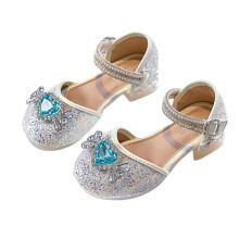Girls Dress Shoes Low Heel Princess Flats Mary Jane Flower Wedding Party Glitter Shoes for Kids Toddler White 11-12 Years