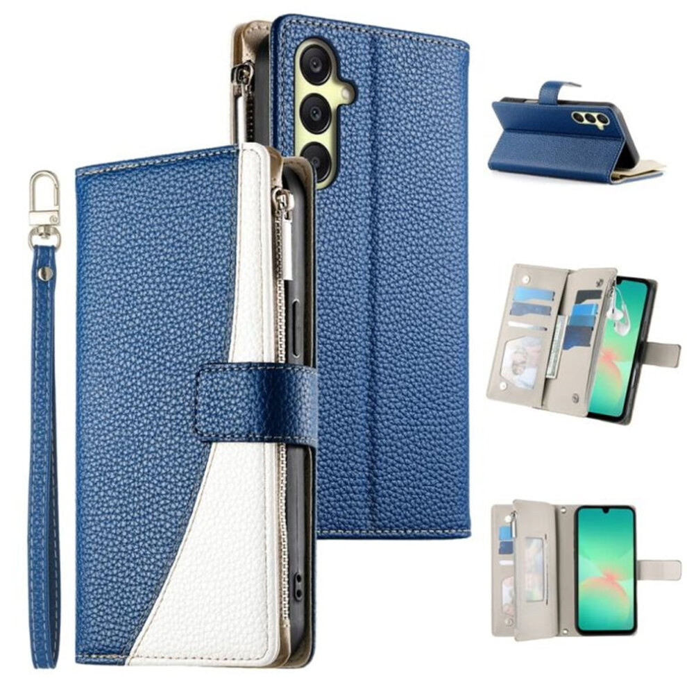 Compatible With Samsung Galaxy A16/A26 5G 6.7" Pu Leather Flip Wallet Case Â Multi-Card Slots, Magnetic Closure, Hanging Rope, Dark Blue 9558633013825