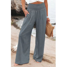 Pantaloni palazzo da donna in lino, stile boho estivo, gamba larga, vita alta, casual, ideali per il tempo libero, perfetti per la spiaggia, i viaggi