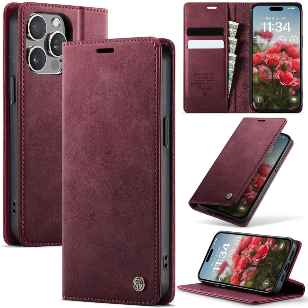 Caseme Calf Leather Wallet Case For Iphone 13 Pro 6.1-InchâRfid Blocking, Magnetic Closure, Card/Cash Slots, Kickstand, Shockproof 9558633014518