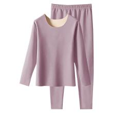 asdoklhq Womens Thermal Underwear Women Casual Solid Pullover Round Neck High Elasticity Keep Warml Underwear Sets Purple 3X