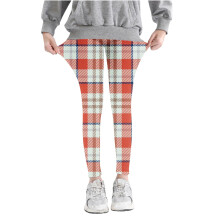 Infant Kids Toddler Girls Lattice Printed Pants High Waist Stretchy Soft Tights Kids Summer Leggings For School Wearing Red