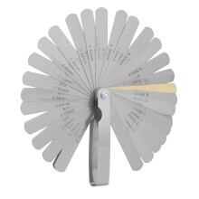 Voelermaat van gehard getemperd staal, opvouwbaar meetinstrument met dubbele markering (metrisch en imperiaal), bladbeschermer, roestvrijstalen