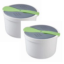 2-Pack Microwave Rice & Pasta Cooker with Strainer, 8-Cup (2L), Non-Stick, for Rice, Veg, Quinoa, Oatmeal, Ramen – Green