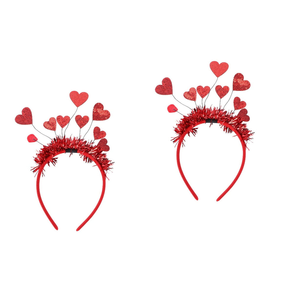 2pcs Hair Heart Decor Headbands Hair Accessories for Valentine's Day Party