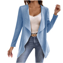 Cárdigan largo de manga larga para mujer, con frente abierto, estilo casual, holgado, ligero y cómodo, ideal para otoño.