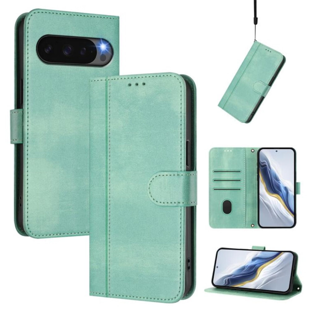 Mint Flip Leather Tpu Wallet Case With Card Holder & Wrist Strap For Google Pixel 10 (6.3") Â Shockproof Green 9485826600367