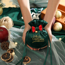 Sacs à cordon en velours avec clochette – Pochettes cadeaux de Noël, sachets à bonbons, emballages cadeaux (Convient pour Noël, anniversaires,