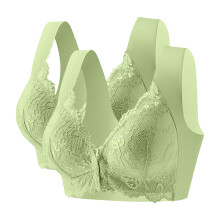 2 st damer BH:ar med framknäppning, plus size, spets, bekväma seniorer, bygelfria, tryckknappsstängande, prästkrage-BH:ar