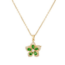 Bunte Zirkonia-Halskette mit drehbarem Blumenanhänger, verstellbare Länge, lange Damenhalskette, handgefertigtes Accessoire