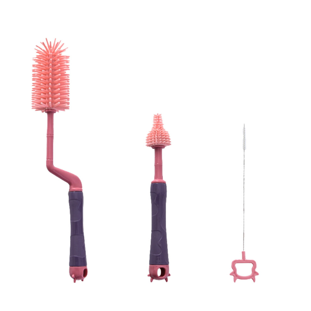 Silicone Bottle Cleaning Brush Set with Long Handle, Compatible with Baby Bottles, Thermos, Tumblers, Straws & Narrow-Neck Bottles