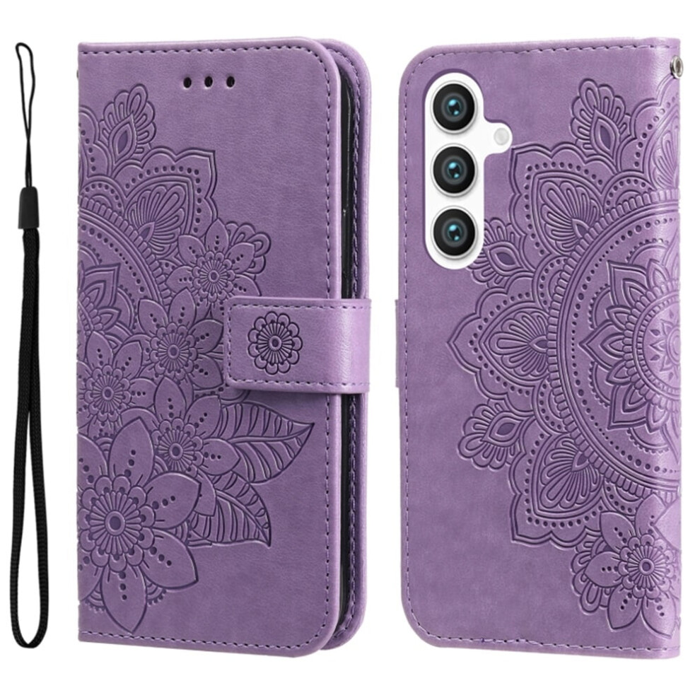 Pu Leather Flip Wallet Case With Magnetic Closure, Card Slots & Hanging Rope, Compatible With Samsung Galaxy S24 (5G), 6.2" Purple 9193271804079