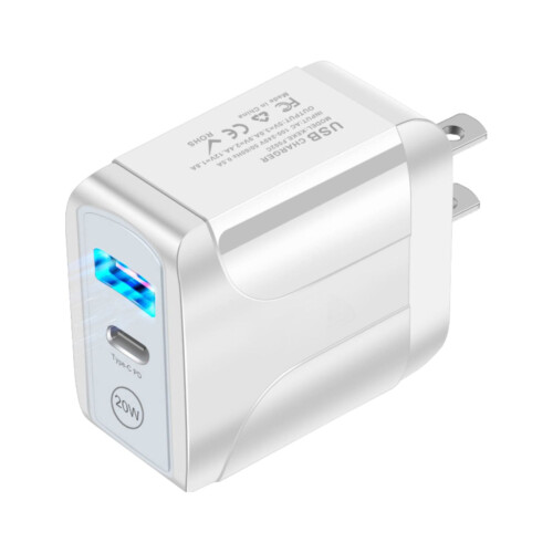 Φορτιστής USB QC3.0 20W Γρήγορος φορτιστής USB C για smartphones Κεφαλή φόρτισης διπλής θύρας