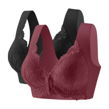 Conjunto de 2 Sutiãs Femininos Plus Size com Fecho Frontal, Renda, Confortáveis, Sem Aro, Fecho de Pressão, Modelo Daisy.