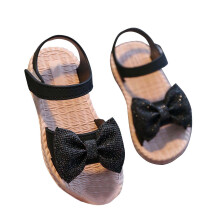 Girls Sandals Flower Girls Dress Shoes Open Toe Little Kid Summer Flats Black 4.5-5 Years