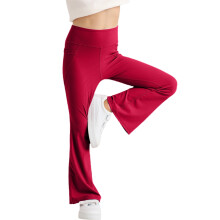 Girl's Flare Leggings with Pockets Knit Rib Kids Stretch Bell Bottoms Flare Pants Dance Bell Bottoms Leggings Pink 6-7 Years