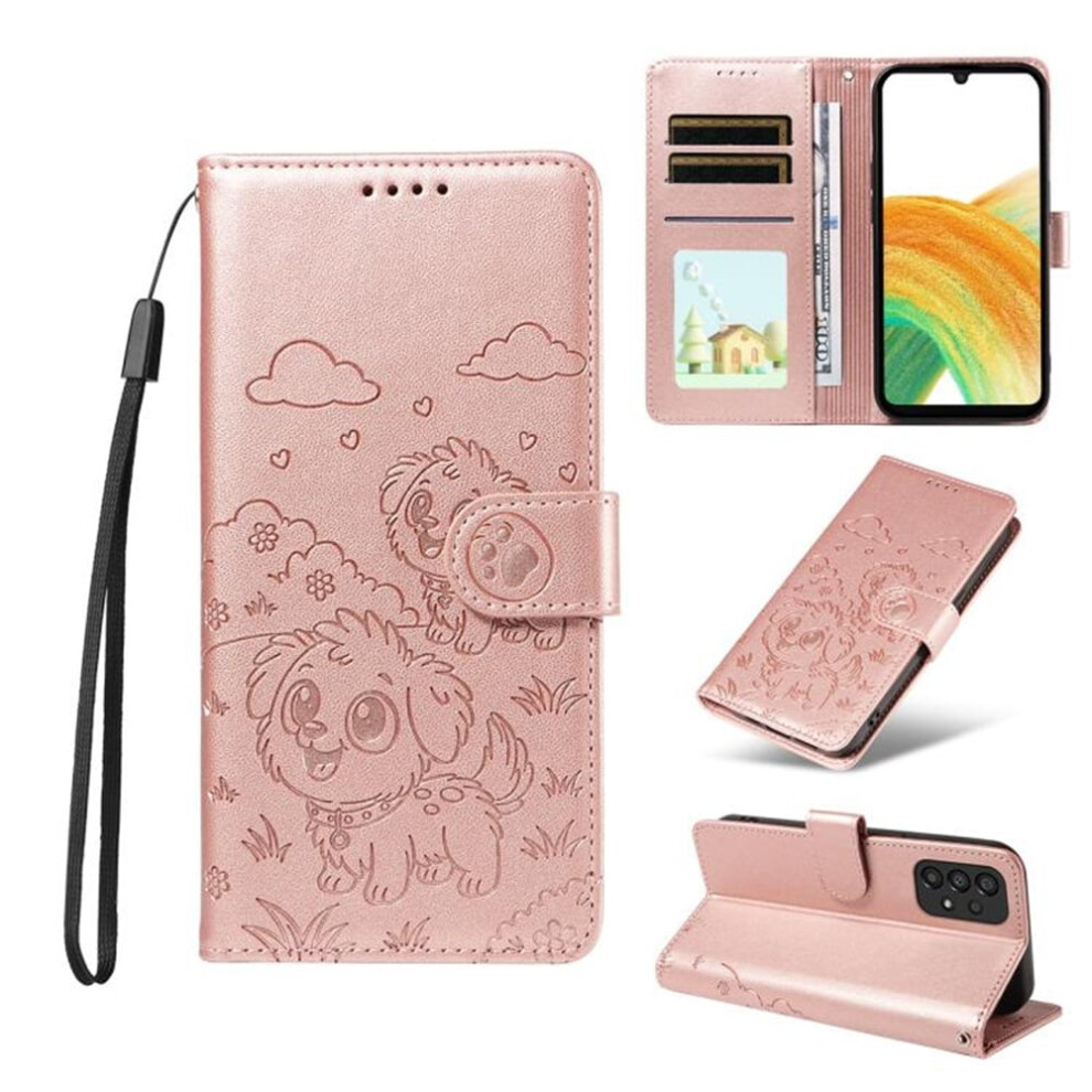 Leather Flip Case For Samsung Galaxy A33 5G Â Rfid Wallet, Magnetic Clasp, Lanyard & Stand Pink 9418476662218