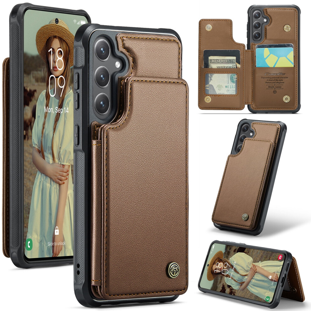 Caseme Leather Wallet Case For Compatible With Samsung Galaxy S25 Â Rfid Blocking, Magnetic Clasp, Kickstand, Shockproof 9418476664496