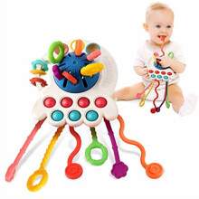 Montessori sensory toy for 1 year+ food-grade silicone pull