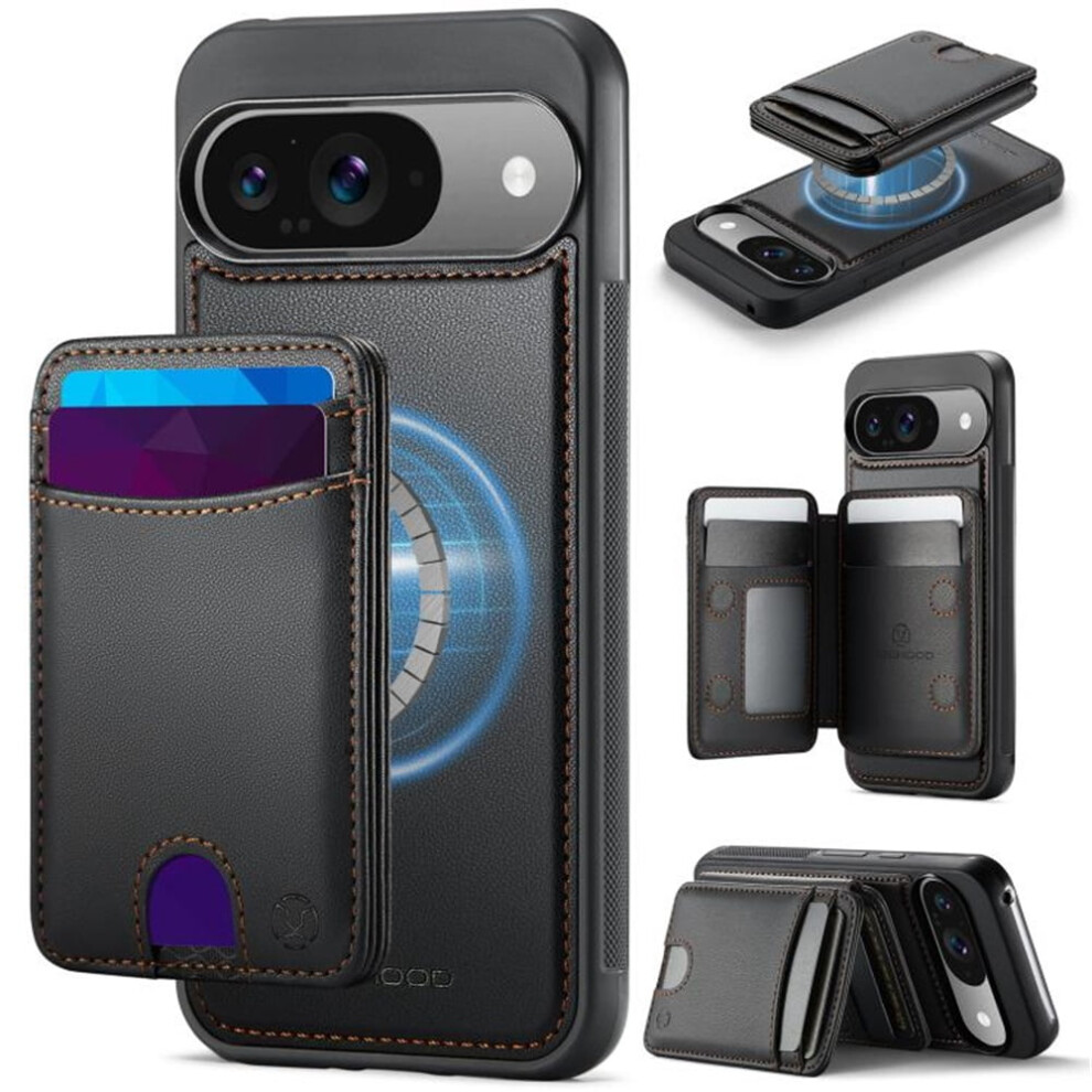 Jeehood Case For Google Pixel 10/10 Pro Â Rfid Blocking, Pu Leather, Magsafe Compatible, 2-In-1 Wallet & Kickstand, Black 9418476665226