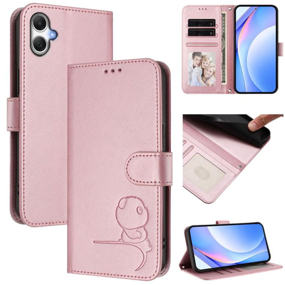 Litter Panda Embossed Leather Phone Case With Rfid Wallet, Magnetic Clasp & Flip StandâCompatible With Samsung Galaxy A06 4G/5G Pink 9152228500631