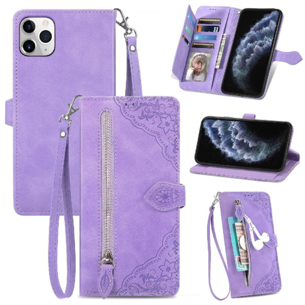 Case For Compatible With Iphone 11 Promax Flip Zipper Style Multi-Color Multi-Card Slot Wallet Business 9152228501140