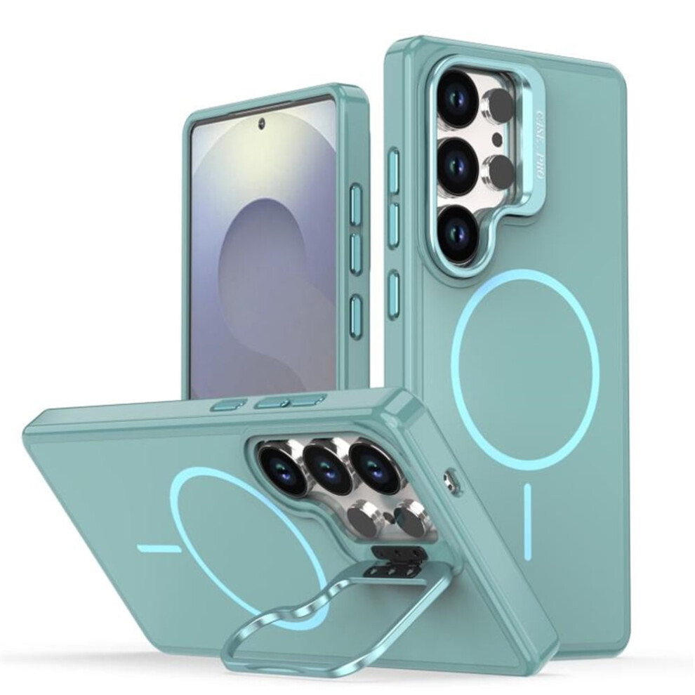 Slim Frosted Tpu Case For Samsung Galaxy S25 Ultra 5G Â Magsafe Compatible, Metal Camera Protection, Kickstand, Shockproof, Green 9418476666858