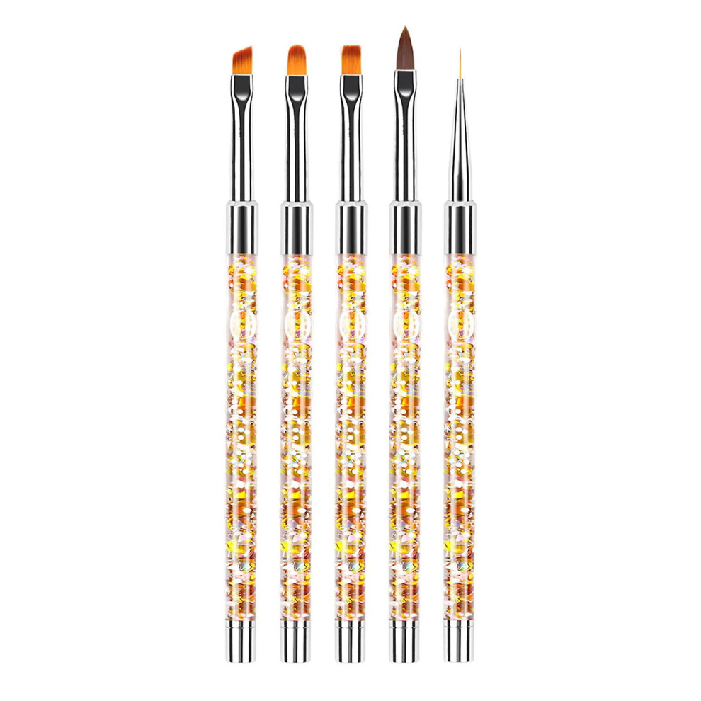 5Pcs Nylon Brush Pens Nail Painting Drawing Liner Gel Pen Manicure Tool Nail Art DIY Pen