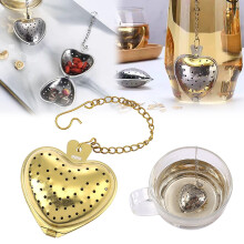 Stainless Steel Heart-Shaped Tea Strainer Ball Infuser with Extended Chain Hook – Compatible with Cups, Bottles, Office & Home