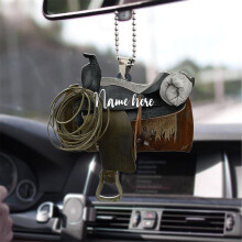 Western Car Mirror Ornament, Personalized Double-Sided Acrylic Cowboy Boot and Hat Charm, Hanging Rearview Decor for Automotive Interior Accessories