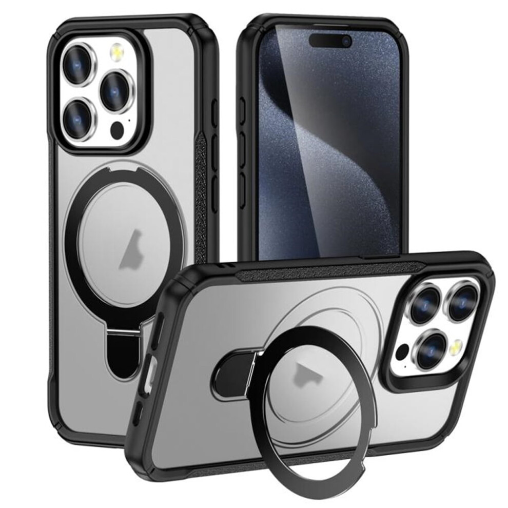 Magnetic Case For Iphone 15 Pro 6.1", Magsafe Compatible, Mil-Grade Shockproof, Frosted, Built-In Stand & Ring Holder 9418476666179