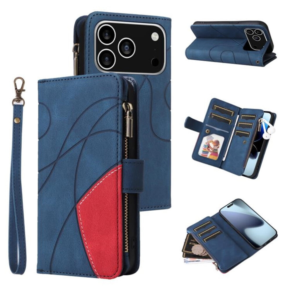 Iphone 17 Pro Wallet Case Pu Leather 9-Card Holder Blue 9170372626991
