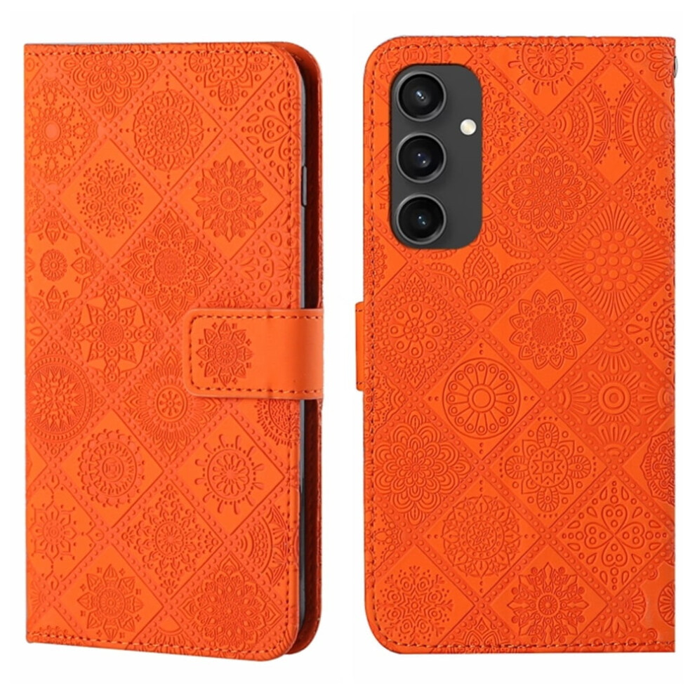 Pu Leather Flip Wallet Case For Samsung Galaxy S24 Orange 9170372627264