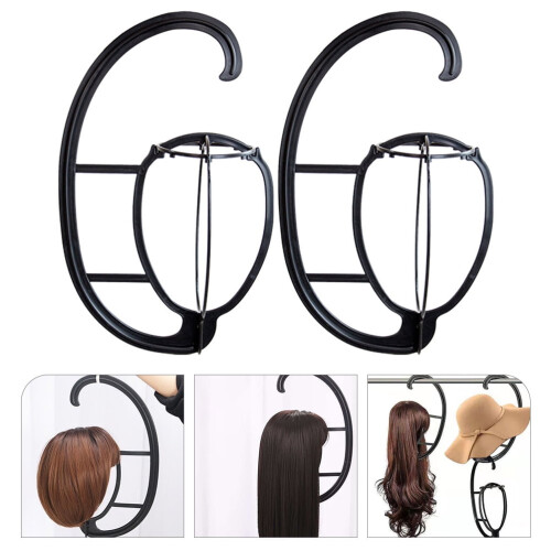 Black Wig Display Stand Portable Home Use 2-Pack
