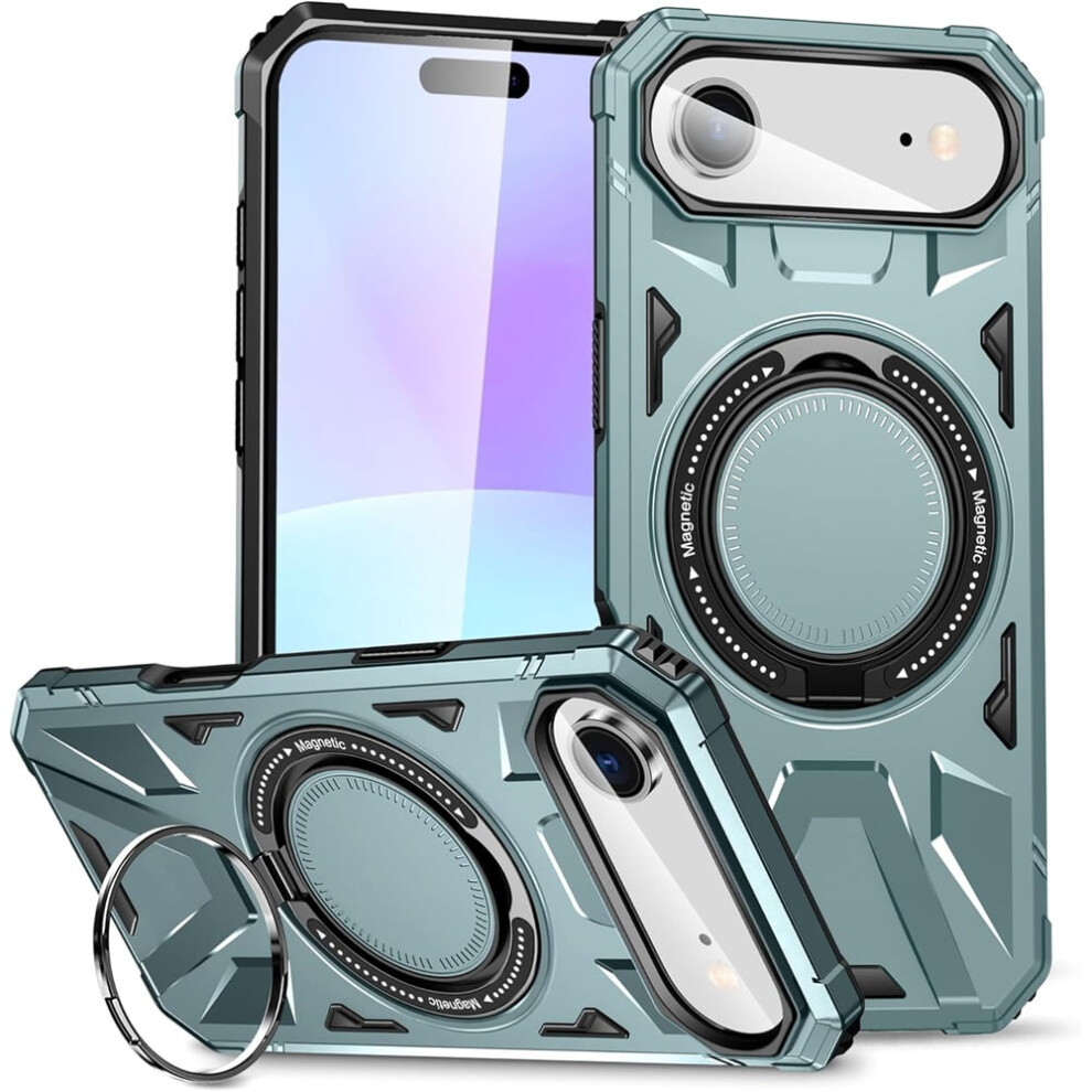 Iphone Air 6.5" Case: 360 Spin Magnetic Ring Holder, Magsafe Compatible, 16Ft Mil-Grade Shockproof, Green 9152228499805