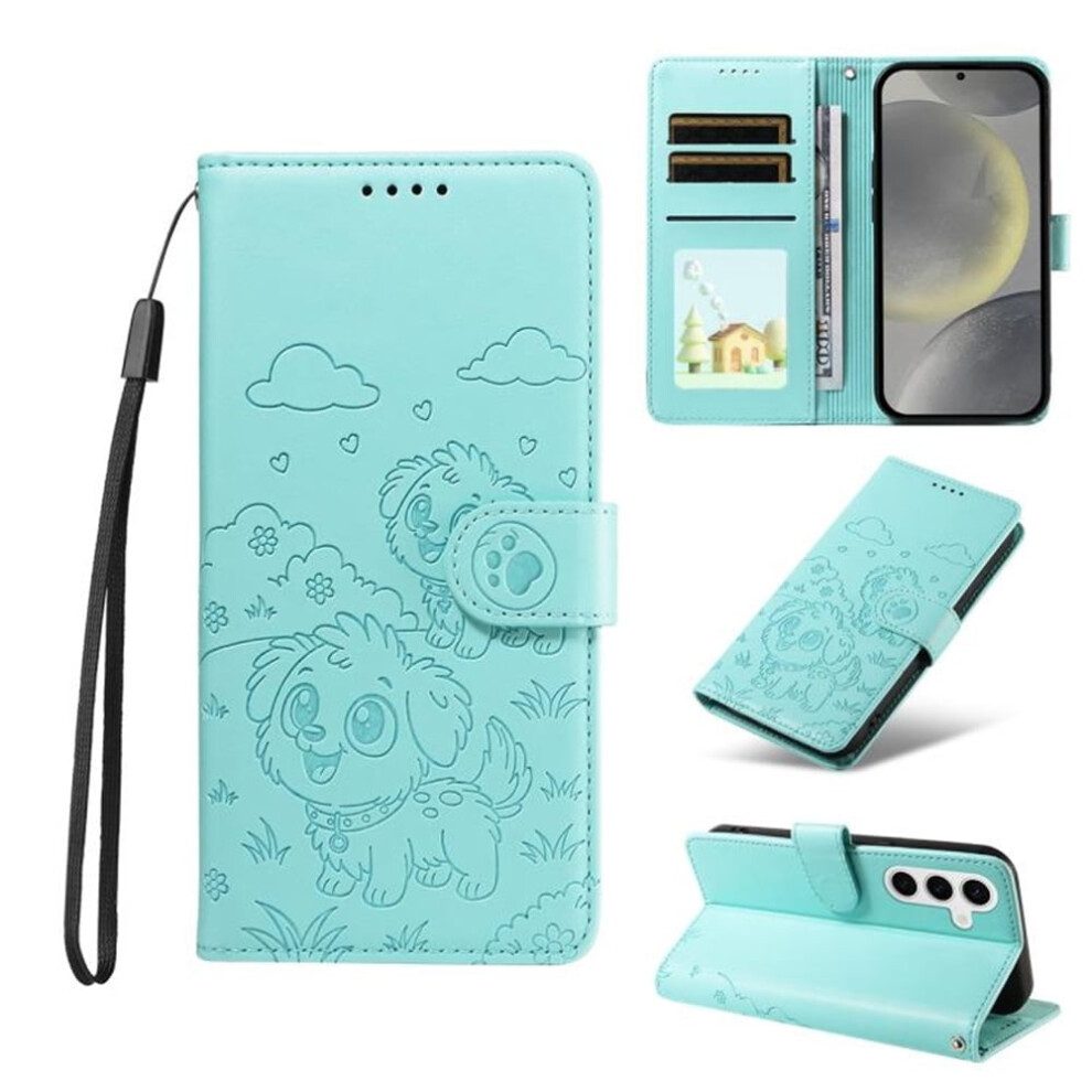 Leather Flip Case For Samsung Galaxy S25+ 5G: Rfid Wallet, Magnetic Clasp, Lanyard & Stand Green 9152228503427