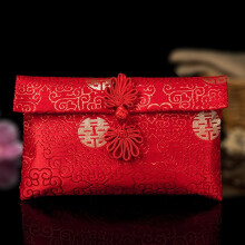 Chinese New Year Silk Red Envelopes, Lucky Money Red Packet, Lucky Coin Hongbao Card Envelopes Gift Wrap, for Spring Festival Birthday Wedding, 1PC