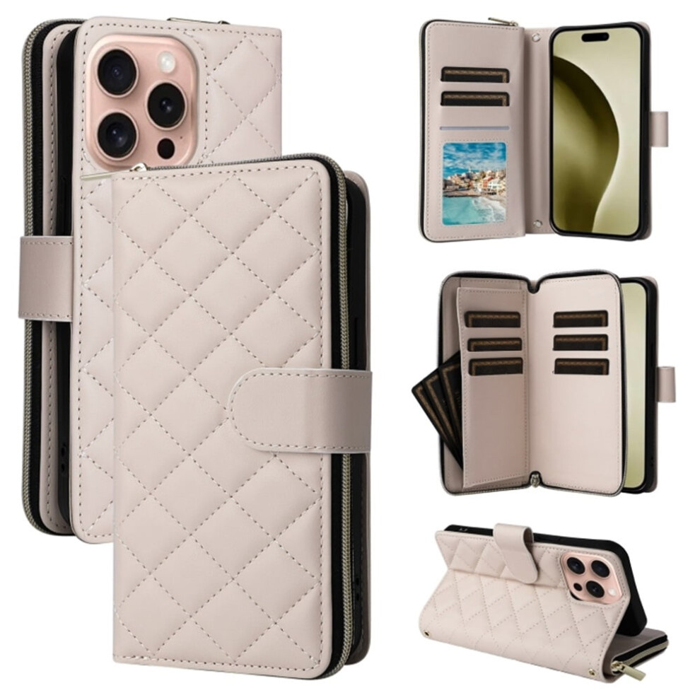 Magnetic Flip Wallet Case For Iphone 16 Pro Beige Cream 9180435657398