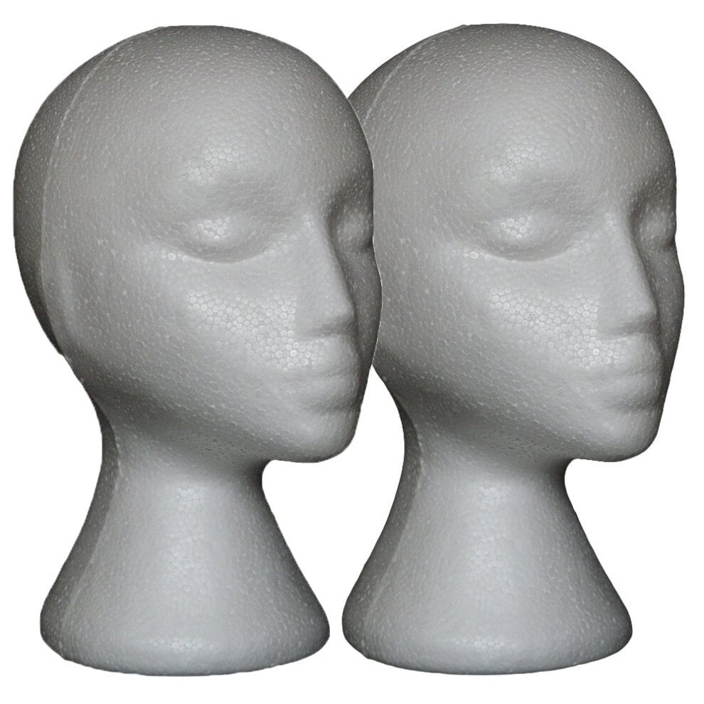 2Pcs Foam Wig Head Female Mannequin Hairpieces Stand Holder Cosmetics Model Head Wig Display for Home Salon and Travel